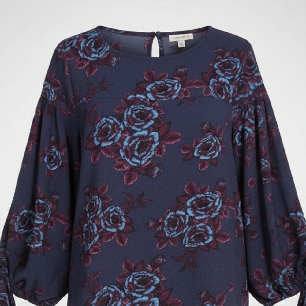 Cousin Earl Floral Blouson Tie-Sleeve Blouse Women's Size XS